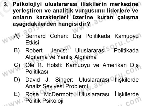 Diş Politika Analizi Dersi 2018 - 2019 Yılı (Vize) Ara Sınav Soruları 3. Soru