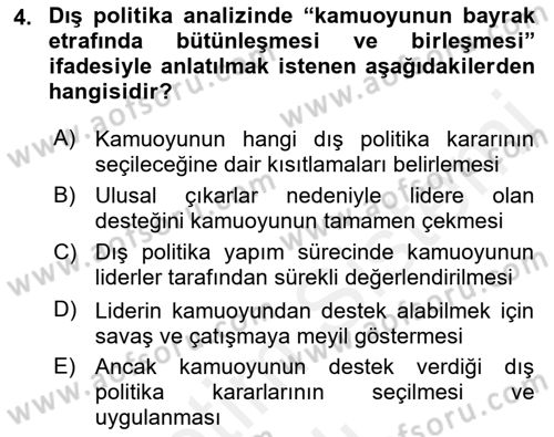 Diş Politika Analizi Dersi 2018 - 2019 Yılı (Vize) Ara Sınav Soruları 4. Soru