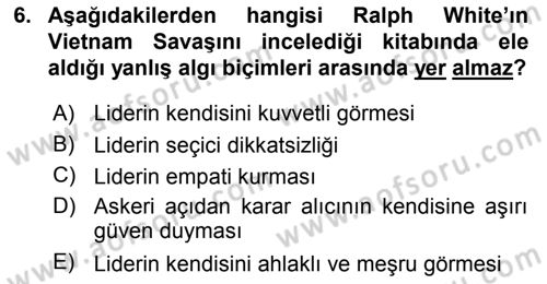 Diş Politika Analizi Dersi 2018 - 2019 Yılı (Vize) Ara Sınav Soruları 6. Soru
