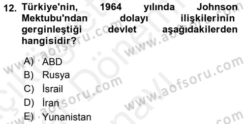 Diş Politika Analizi Dersi 2018 - 2019 Yılı (Final) Dönem Sonu Sınav Soruları 12. Soru