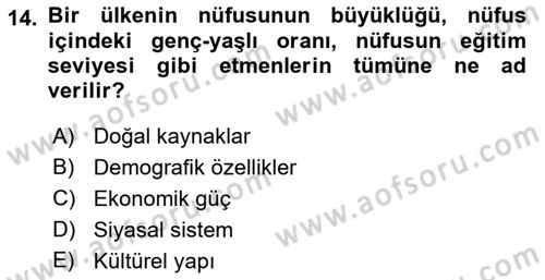Diş Politika Analizi Dersi 2018 - 2019 Yılı (Final) Dönem Sonu Sınav Soruları 14. Soru