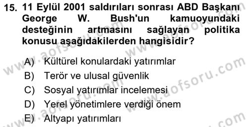 Diş Politika Analizi Dersi 2018 - 2019 Yılı (Final) Dönem Sonu Sınav Soruları 15. Soru