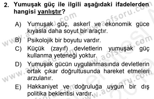 Diş Politika Analizi Dersi 2018 - 2019 Yılı (Final) Dönem Sonu Sınav Soruları 2. Soru