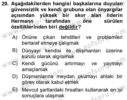 Diş Politika Analizi Dersi 2018 - 2019 Yılı (Final) Dönem Sonu Sınav Soruları 20. Soru
