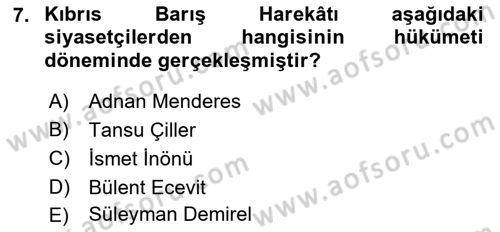 Diş Politika Analizi Dersi 2018 - 2019 Yılı (Final) Dönem Sonu Sınav Soruları 7. Soru