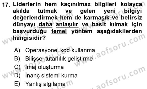 Diş Politika Analizi Dersi 2018 - 2019 Yılı Yaz Okulu Sınavı 17. Soru