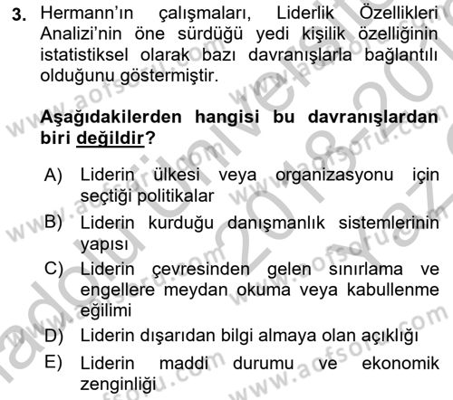 Diş Politika Analizi Dersi 2018 - 2019 Yılı Yaz Okulu Sınavı 3. Soru