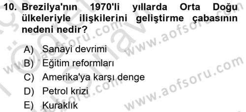 Diş Politika Analizi Dersi 2020 - 2021 Yılı Yaz Okulu Sınav Soruları 10. Soru