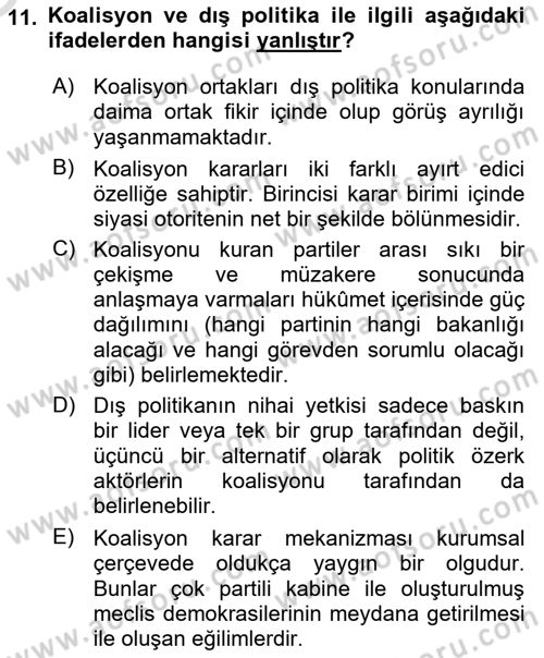 Diş Politika Analizi Dersi 2020 - 2021 Yılı Yaz Okulu Sınav Soruları 11. Soru