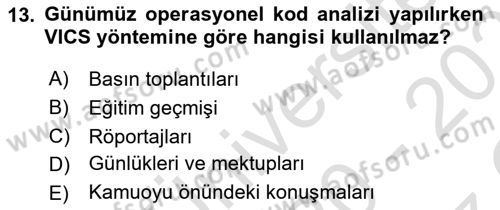 Diş Politika Analizi Dersi 2020 - 2021 Yılı Yaz Okulu Sınav Soruları 13. Soru