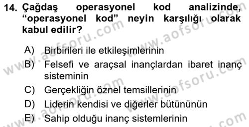Diş Politika Analizi Dersi 2020 - 2021 Yılı Yaz Okulu Sınav Soruları 14. Soru