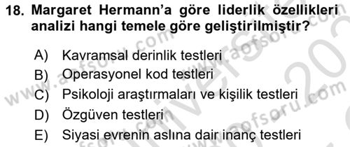 Diş Politika Analizi Dersi 2020 - 2021 Yılı Yaz Okulu Sınav Soruları 18. Soru