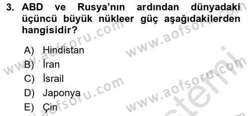 Diş Politika Analizi Dersi 2020 - 2021 Yılı Yaz Okulu Sınav Soruları 3. Soru