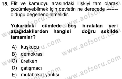Diş Politika Analizi Dersi 2021 - 2022 Yılı (Vize) Ara Sınav Soruları 15. Soru