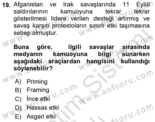 Diş Politika Analizi Dersi 2021 - 2022 Yılı (Vize) Ara Sınav Soruları 19. Soru
