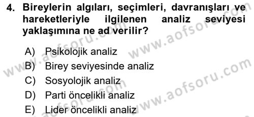 Diş Politika Analizi Dersi 2021 - 2022 Yılı (Vize) Ara Sınav Soruları 4. Soru