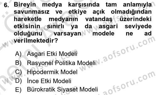 Diş Politika Analizi Dersi 2021 - 2022 Yılı (Vize) Ara Sınav Soruları 6. Soru