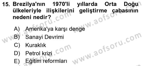 Diş Politika Analizi Dersi 2021 - 2022 Yılı (Final) Dönem Sonu Sınav Soruları 15. Soru