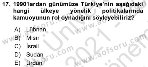 Diş Politika Analizi Dersi 2021 - 2022 Yılı (Final) Dönem Sonu Sınav Soruları 17. Soru