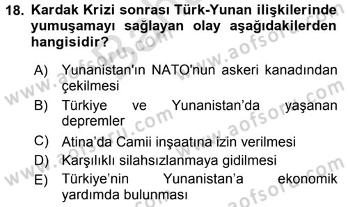 Diş Politika Analizi Dersi 2021 - 2022 Yılı (Final) Dönem Sonu Sınav Soruları 18. Soru