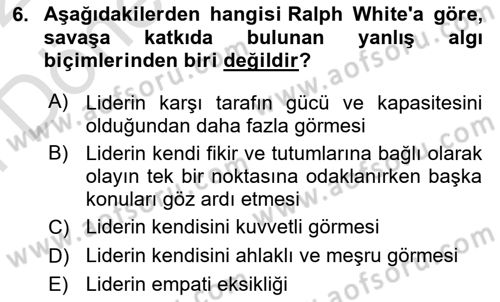 Diş Politika Analizi Dersi 2021 - 2022 Yılı (Final) Dönem Sonu Sınav Soruları 6. Soru