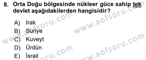 Diş Politika Analizi Dersi 2021 - 2022 Yılı (Final) Dönem Sonu Sınav Soruları 8. Soru