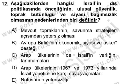 Diş Politika Analizi Dersi 2021 - 2022 Yılı Yaz Okulu Sınav Soruları 12. Soru