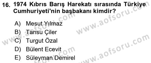 Diş Politika Analizi Dersi 2021 - 2022 Yılı Yaz Okulu Sınav Soruları 16. Soru