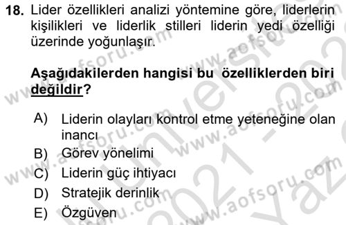 Diş Politika Analizi Dersi 2021 - 2022 Yılı Yaz Okulu Sınav Soruları 18. Soru