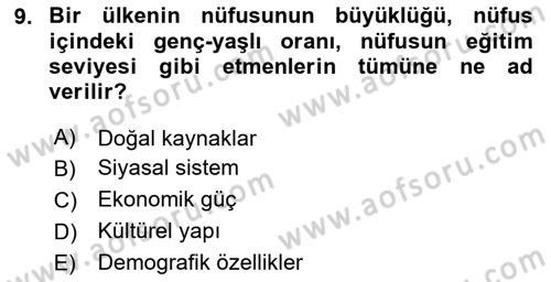 Diş Politika Analizi Dersi 2021 - 2022 Yılı Yaz Okulu Sınav Soruları 9. Soru