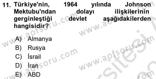 Diş Politika Analizi Dersi 2022 - 2023 Yılı Yaz Okulu Sınav Soruları 11. Soru