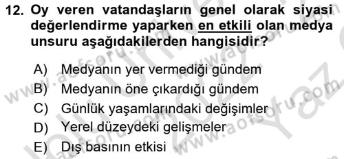 Diş Politika Analizi Dersi 2022 - 2023 Yılı Yaz Okulu Sınav Soruları 12. Soru