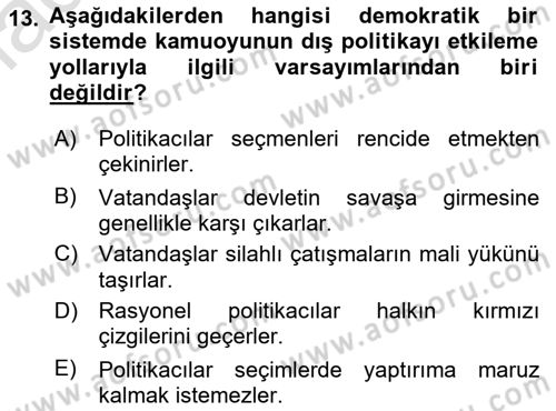 Diş Politika Analizi Dersi 2022 - 2023 Yılı Yaz Okulu Sınav Soruları 13. Soru