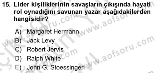 Diş Politika Analizi Dersi 2022 - 2023 Yılı Yaz Okulu Sınav Soruları 15. Soru