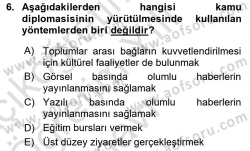 Diş Politika Analizi Dersi 2022 - 2023 Yılı Yaz Okulu Sınav Soruları 6. Soru