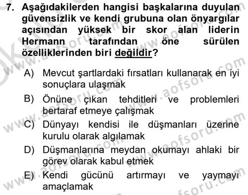 Diş Politika Analizi Dersi 2022 - 2023 Yılı Yaz Okulu Sınav Soruları 7. Soru