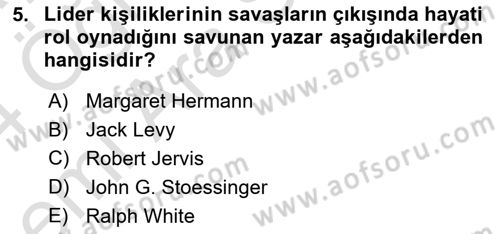 Diş Politika Analizi Dersi 2023 - 2024 Yılı (Vize) Ara Sınav Soruları 5. Soru