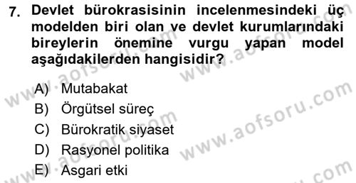 Diş Politika Analizi Dersi 2023 - 2024 Yılı (Vize) Ara Sınav Soruları 7. Soru