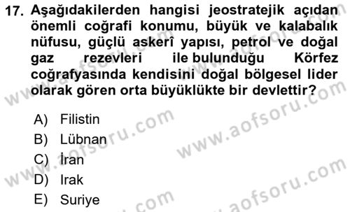Diş Politika Analizi Dersi 2023 - 2024 Yılı (Final) Dönem Sonu Sınav Soruları 17. Soru