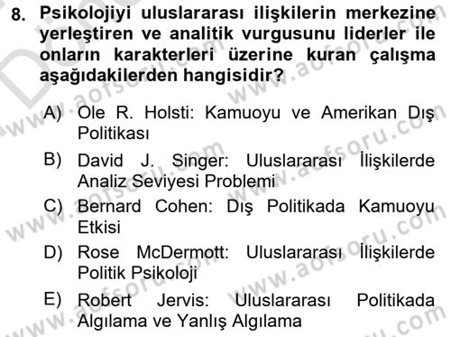 Diş Politika Analizi Dersi 2023 - 2024 Yılı (Final) Dönem Sonu Sınav Soruları 8. Soru