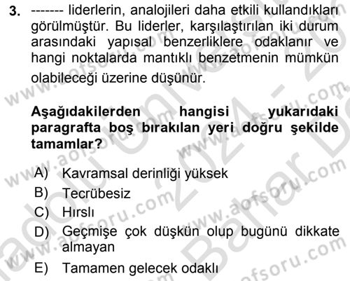 Diş Politika Analizi Dersi 2024 - 2025 Yılı (Vize) Ara Sınav Soruları 3. Soru