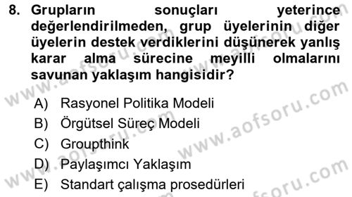 Diş Politika Analizi Dersi 2024 - 2025 Yılı (Vize) Ara Sınav Soruları 8. Soru