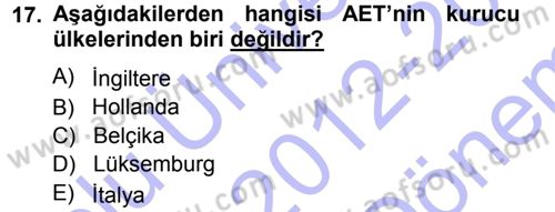 Karşılaştırmalı Siyasal Sistemler Dersi 2012 - 2013 Yılı (Final) Dönem Sonu Sınav Soruları 17. Soru