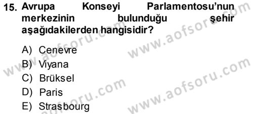 Karşılaştırmalı Siyasal Sistemler Dersi 2013 - 2014 Yılı (Vize) Ara Sınav Soruları 15. Soru