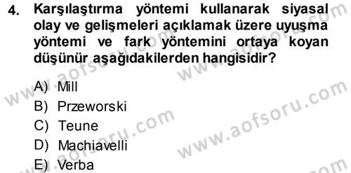 Karşılaştırmalı Siyasal Sistemler Dersi 2013 - 2014 Yılı (Vize) Ara Sınav Soruları 4. Soru