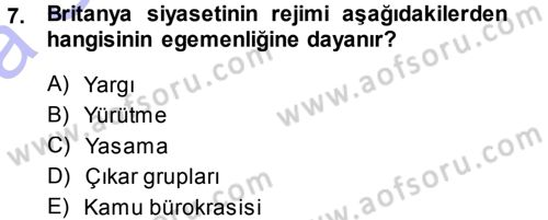Karşılaştırmalı Siyasal Sistemler Dersi 2013 - 2014 Yılı (Vize) Ara Sınav Soruları 7. Soru
