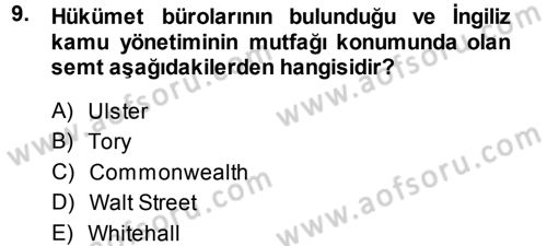 Karşılaştırmalı Siyasal Sistemler Dersi 2013 - 2014 Yılı (Vize) Ara Sınav Soruları 9. Soru