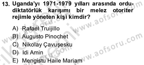 Karşılaştırmalı Siyasal Sistemler Dersi 2013 - 2014 Yılı Tek Ders Sınav Soruları 13. Soru
