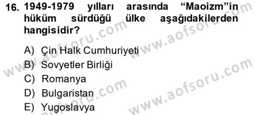 Karşılaştırmalı Siyasal Sistemler Dersi 2013 - 2014 Yılı Tek Ders Sınavı 16. Soru