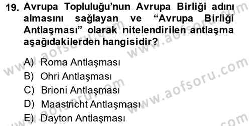 Karşılaştırmalı Siyasal Sistemler Dersi 2013 - 2014 Yılı Tek Ders Sınav Soruları 19. Soru
